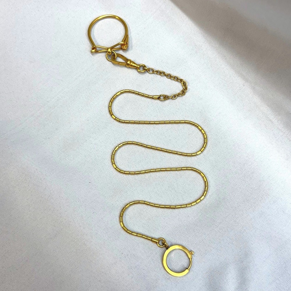 Unbranded Pocket Watch Chain Mens OS Gold Good Cylinder Link Swivel Clip 18.5in